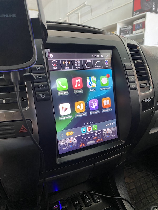 Автомагнитола CarPlay Tesla-style для Lexus GX470 2008 года